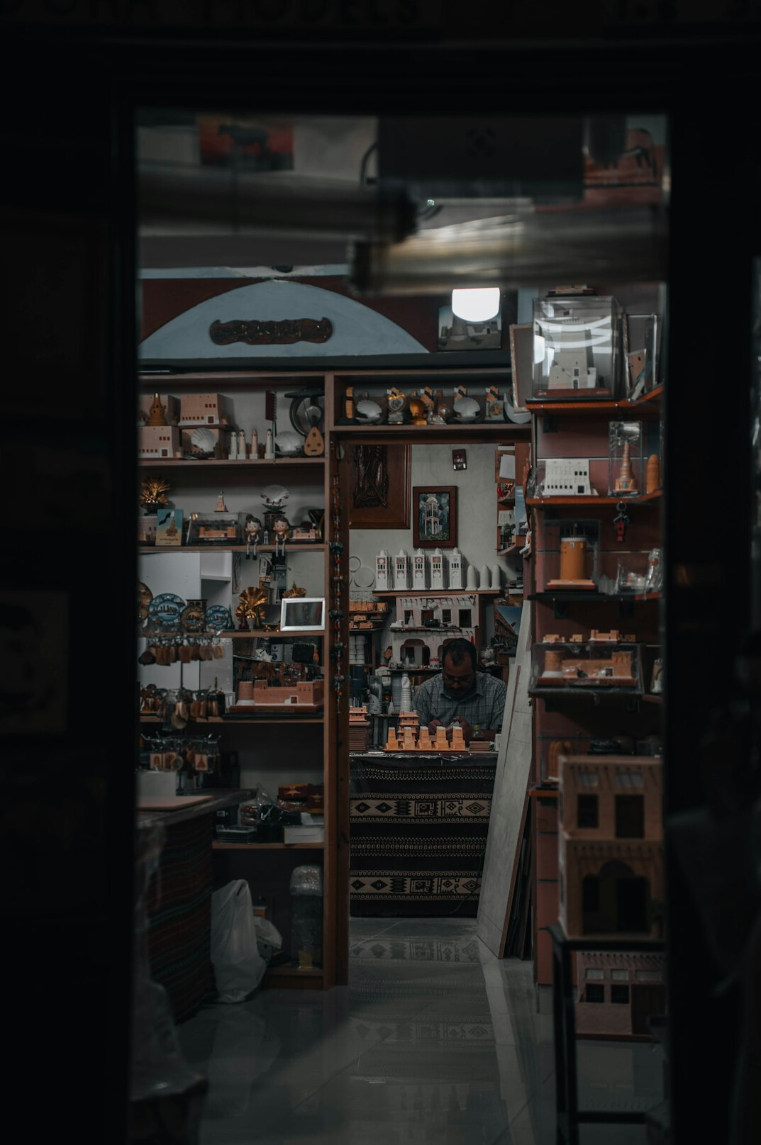 detective observing shop interior